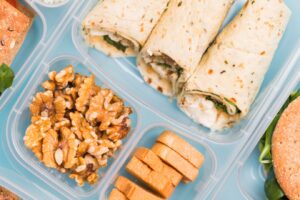 Close-up lunchbox with wraps